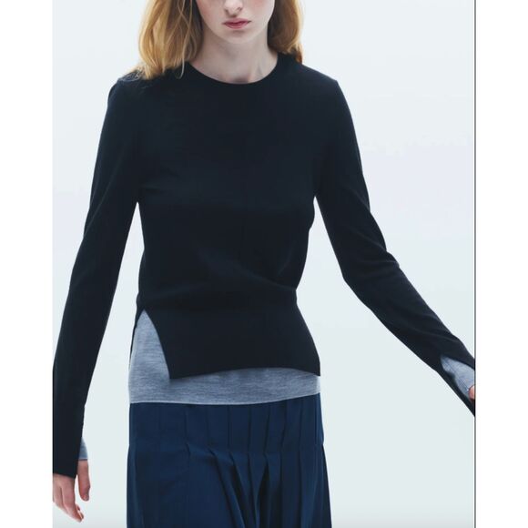 SAINT ART Myra Merino Wool Sweater Black Grey Medium - Picture 1 of 4